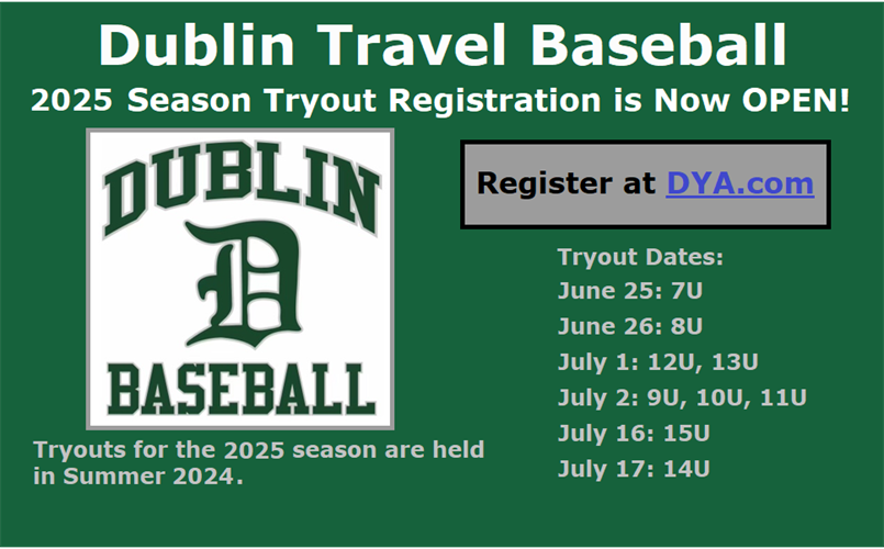 Dublin Travel Baseball: 2025 Tryout Registration
