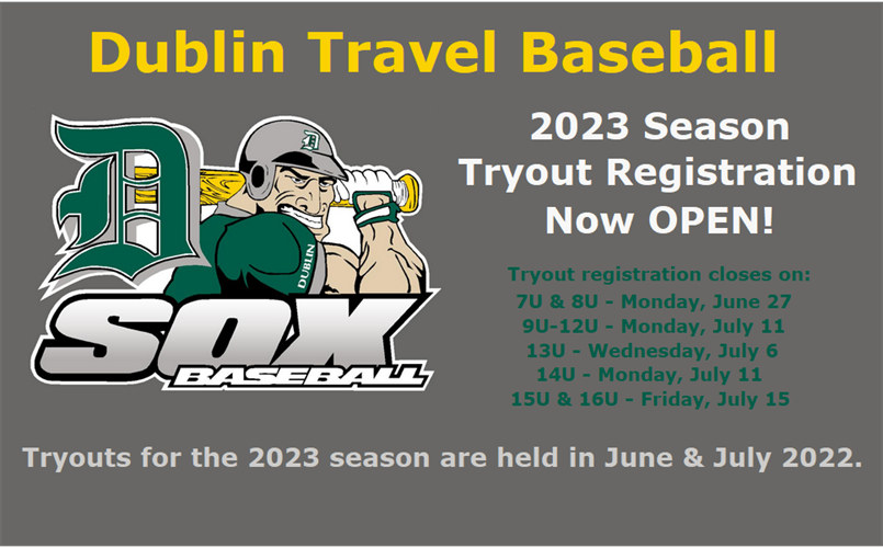 Dublin Travel Baseball - Tryout Registrations now OPEN!