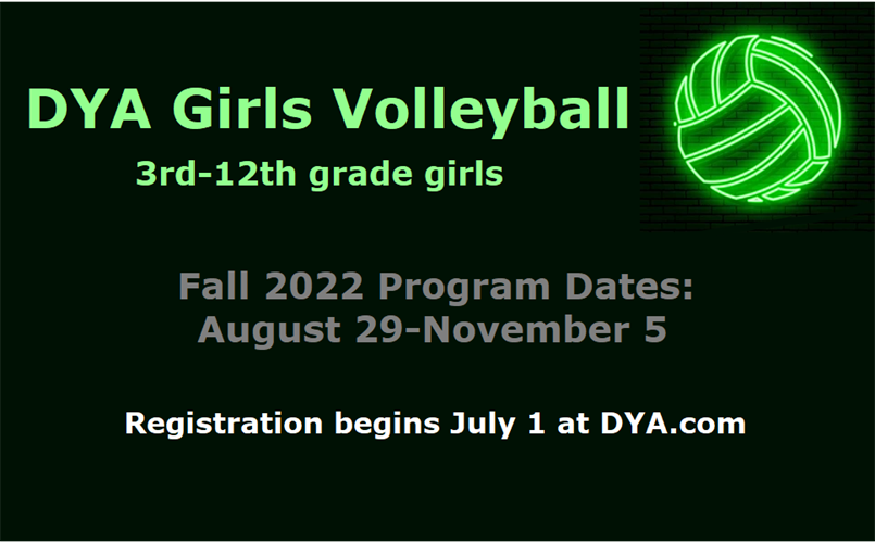 DYA Girls Volleyball - Register July 1-31