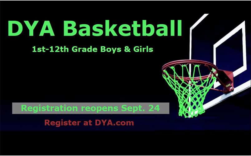 DYA Basketball - Registration reopens Sept. 24