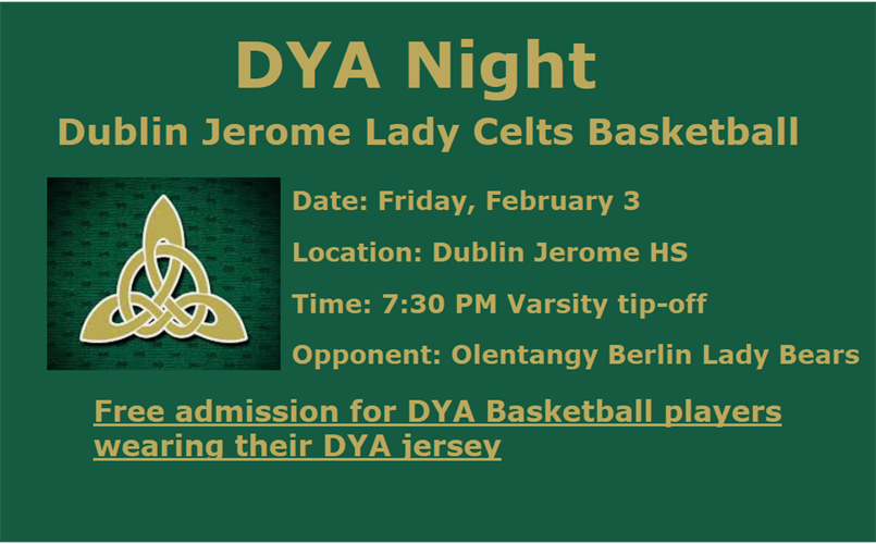 DYA Night: Dublin Jerome Girls Basketball - 2/3/2023