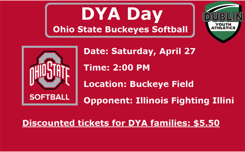 DYA Day at Ohio State Softball: Saturday, April 27