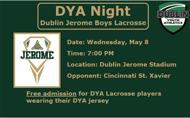 DYA Night at Dublin Jerome Boys Lacrosse - Wednesday, May 8